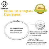 925 Silver Italian Herringbone Chain Bracelet - SB107