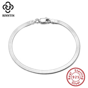 925 Silver Italian Herringbone Chain Bracelet - SB107