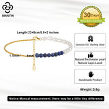 925 Silver Lapis Lazuli & Pearls Ankle Bracelet Foot Chain Jewelry