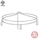 925 Silver Ball&Figaro Chain Anklet for Women SA41