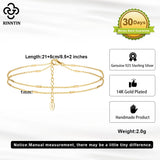 925 Silver Layered Cable Chain Anklet with Bar for Women Foot Jewelry