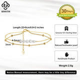 925 Silver Layered Chain&Pearl Anklet for Women Summer Foot Bracelet