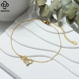 925 Silver Love Heart Chain Anklets for Women Summer Foot Bracelet