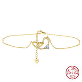 925 Silver Love Heart Chain Anklets for Women Summer Foot Bracelet