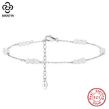 925 Silver Natural Pearls Anklets Women Foot Bracelet Ankle Straps Jewelry