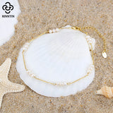 925 Silver Natural Pearls Anklets Women Foot Bracelet Ankle Straps Jewelry