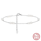 925 Silver Natural Pearls Anklets Women Foot Bracelet Ankle Straps Jewelry