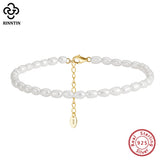 925 Silver Rice Pearl Anklets for Women 14K Foot Bracelet Jewelry