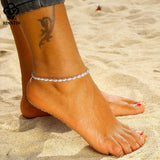 925 Silver Rice Pearl Anklets for Women 14K Foot Bracelet Jewelry