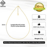 925 Silver Paperclip Chain Necklace with CZ for Women SC63