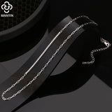 925 Silver Paperclip Chain Necklace with CZ for Women SC63