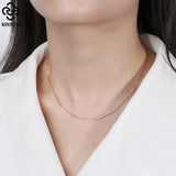 925 Silver Paperclip Chain Necklace with CZ for Women SC63