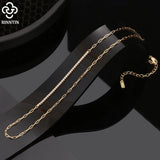 925 Silver Paperclip Chain Necklace with CZ for Women SC63