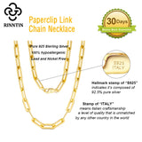 925 Silver Paperclip Link Chain Necklace for Women