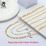 925 Silver Paperclip Link Chain Necklace for Women