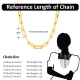 925 Silver Paperclip Link Chain Necklace for Women