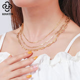 925 Silver Paperclip Link Chain Necklace for Women