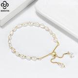 925 Silver Pearl Link Chain Bracelet 14K Culture Baroque Pearl Handmade GPB09