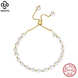 925 Silver Pearl Link Chain Bracelet 14K Culture Baroque Pearl Handmade GPB09
