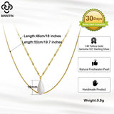 925 Silver Pearl Necklace with Freshwater Pearl Pendants Layered Necklace