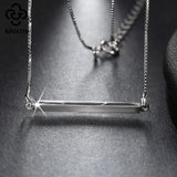 925 Silver Bar Pendant Necklace Women's Fine Jewelry TSN09