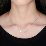 925 Silver Bar Pendant Necklace Women's Fine Jewelry TSN09