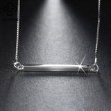 925 Silver Bar Pendant Necklace Women's Fine Jewelry TSN09