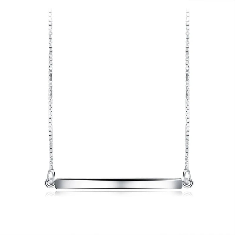 925 Silver Bar Pendant Necklace Women's Fine Jewelry TSN09