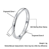 925 Silver Geometric Couple Ring Wedding Engagement Engrave Words