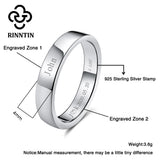 925 Silver Geometric Couple Ring Wedding Engagement Engrave Words