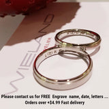 925 Silver Geometric Couple Ring Wedding Engagement Engrave Words