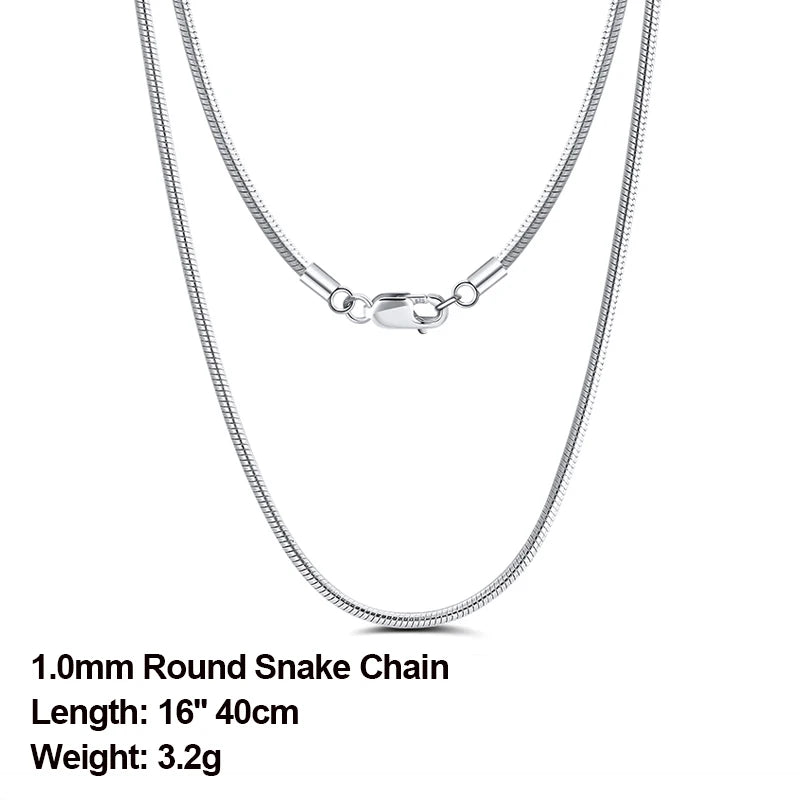 925 Silver Snake Chain Necklace Flat Snake Chain for Men Women