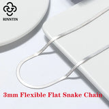 925 Silver Snake Chain Necklace Flat Snake Chain for Men Women