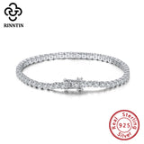 925 Silver Tennis Bracelet with CZ Bling Women Bangles Jewelry