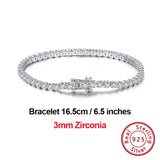 925 Silver Tennis Bracelet with CZ Bling Women Bangles Jewelry