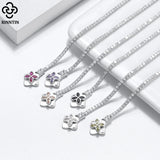 925 Silver Rotatable Clover Tennis Bracelet with 2mm CZ for Women
