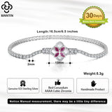 925 Silver Rotatable Clover Tennis Bracelet with 2mm CZ for Women