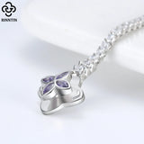 925 Silver Rotatable Clover Tennis Bracelet with 2mm CZ for Women