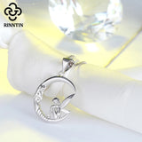 925 Silver Moon Fairy Pendant Necklace TSN106