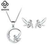 925 Silver Moon Fairy Pendant Necklace TSN106