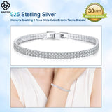 925 Silver Women's CZ Tennis Bracelet 4mm 6.5-7.5 Inches SB118