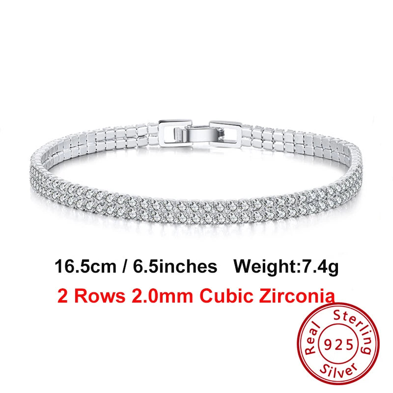 925 Silver Women's CZ Tennis Bracelet 4mm 6.5-7.5 Inches SB118