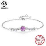 Adjustable 925 Silver Crystal Charm Bracelet CZ Wedding Love B03