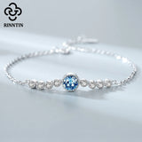 Adjustable 925 Silver Crystal Charm Bracelet CZ Wedding Love B03