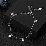 925 Silver Star Anklets Boho Chain for Women Girls Beach Foot Jewelry