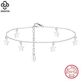 925 Silver Star Anklets Boho Chain for Women Girls Beach Foot Jewelry