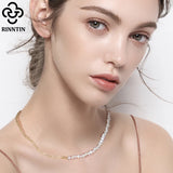 925 Silver Pearl Necklace with 14K Chain for Women GPN13