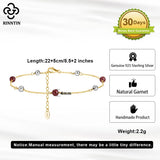 925 Sterling Silver Garnet Bead Ball Chain Anklet