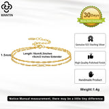 925 Silver Double Layer Bracelet with Chain for Women