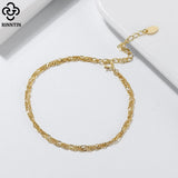 925 Silver Double Layer Bracelet with Chain for Women